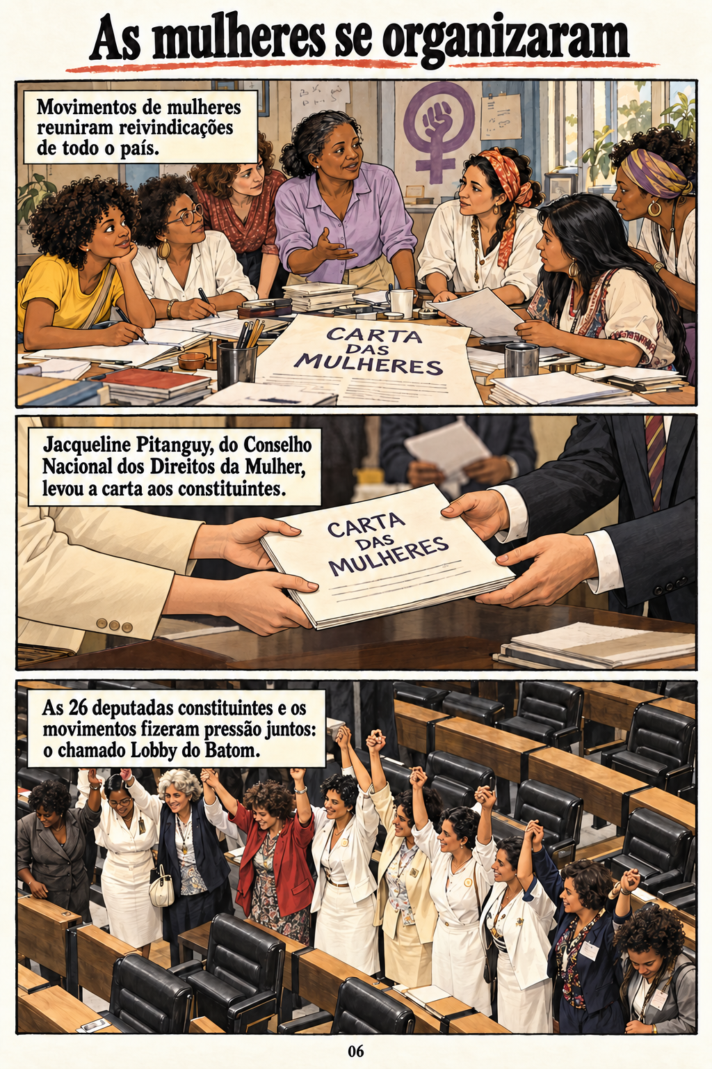 Constituição de 1988. Página 6 de 20: As mulheres se organizaram