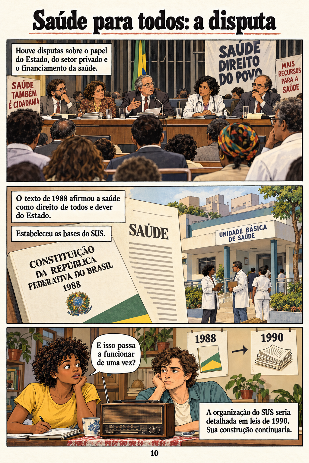 Constituição de 1988. Página 10 de 20: Saúde para todos: a disputa