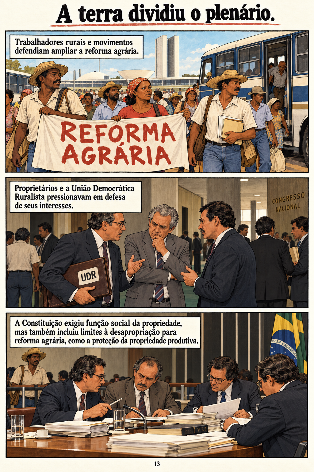 Constituição de 1988. Página 13 de 20: A terra dividiu o plenário