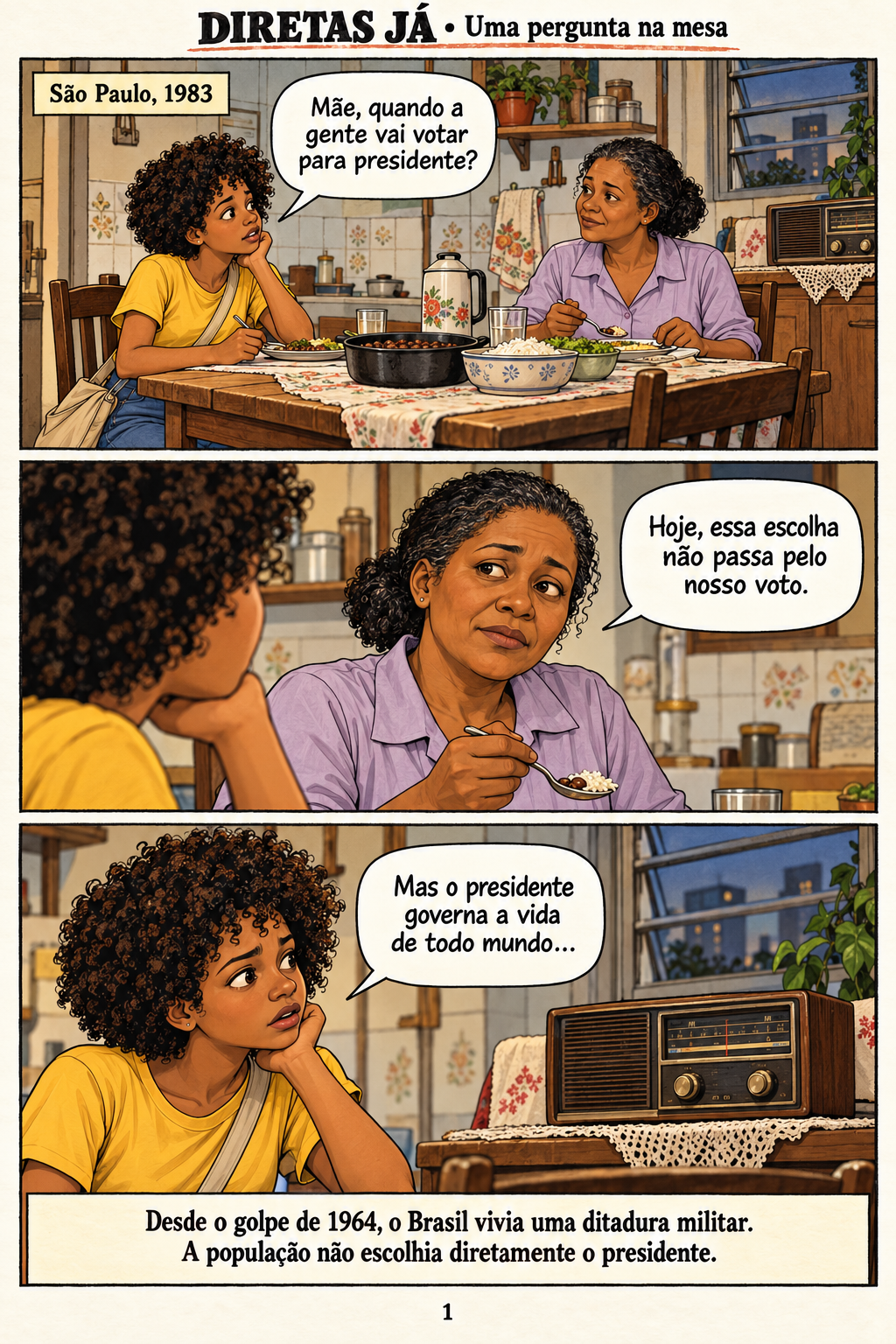 Primeira página da HQ Diretas Já